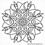 Mandala Coloring Flower Pages Printable Simple Geometry Mandalas Drawing Blade Patterns Colouring Abstract Easy Color Floral Kids Nature Geometric Rose sketch template