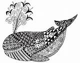 Adulte Baleine Whale Colouring Zentangle Tangles Colorier Drawings sketch template