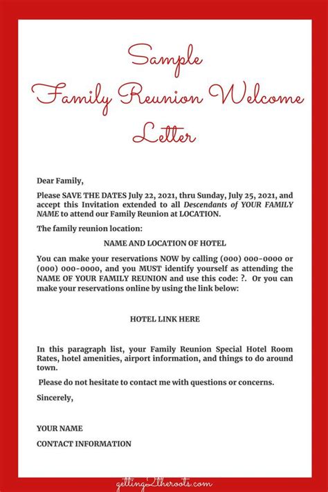write   family reunion  letter family reunion