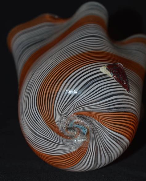 Mid Century Murano Glass Handkerchief Vase In White And