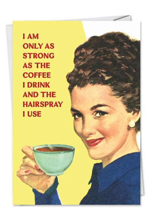 strong as coffee retro hairspray retro photos birthday card