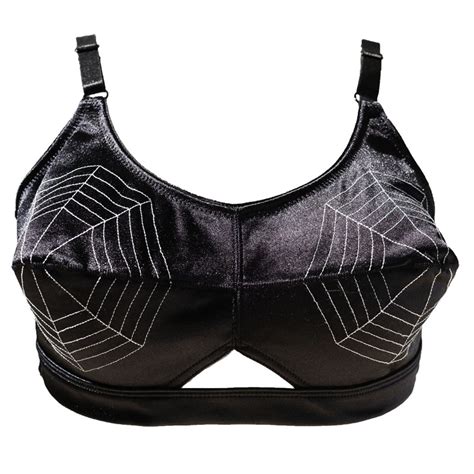 vintage black spider pattern sexy bullet bra for women female lady