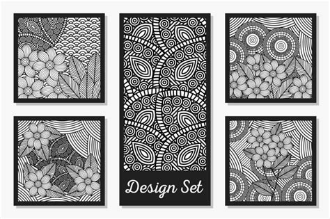 premium vector decorative black  white card set