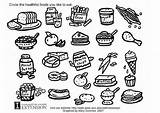 Food Coloring Healthy Pages Unhealthy Sheets Water Foods Snacks sketch template
