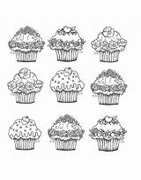 Coloring Cupcakes Pages Cute Cup Adults Cupcake Cake Cakes Color Six Printable Adult Easy Cream Delicious Sheets These Justcolor Raspberries sketch template