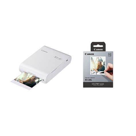 canon selphy square qx10 compact photo printer with ink label set
