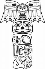 Totem Pole Coloring Pages Poles Clipart Aztec Designs Alaska Native Northwest Indians Totems Coast American Template Tiki Cliparts Tattoo Skull sketch template