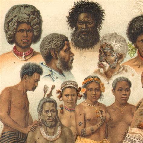 1894 Australian People Tasmanian Maori Papua Etc Original Antique