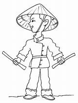 Coloriage Chine Dessin Asiatique Asie Thema Chinois Petit Kleuters Personnage Coloriages Chinos Chinas Gulli Vietnamien Avec sketch template
