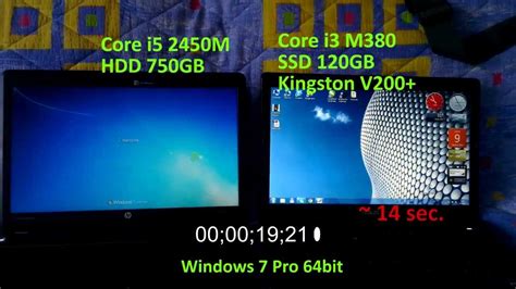 ssd vs hdd windows 7 boot time test youtube