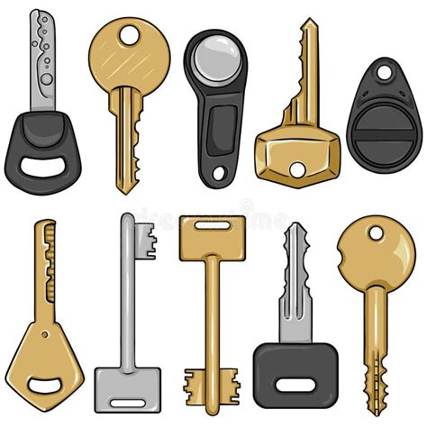 set cartoon keys stock illustrations  set cartoon keys stock illustrations vectors