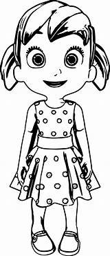 Coloring Girl Cartoon Little Smile Wecoloringpage sketch template