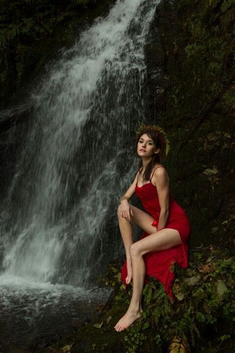 forest princess autumn waterfall outdoors model ellen brantley photography nature red