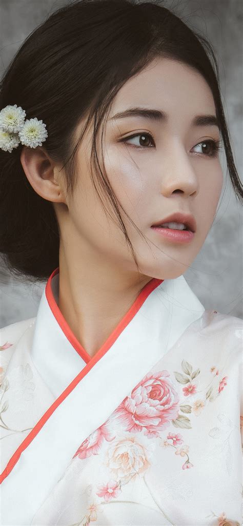 Schönes Japanisches Mädchen Junge Frau Kimono 1242x2688 Iphone 11 Pro