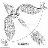 Sagittarius Book Boogschutter Kleuren Getrokken Patroon Tattoos Zodiaco Getcoloringpages Horoscope Sagittario Zentangle Bambino Lusso Archer 123rf sketch template