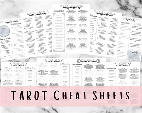 tarot cheat sheet correspondences  meanings etsy tarot tarot