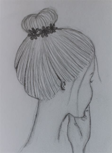 maedchen mit dutt und blumen im haar frisur girl drawing sketches pencil art drawings art