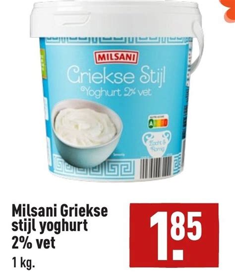 milsani griekse stijl yoghurt  vet kg aanbieding bij aldi