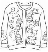 Christmas Coloring Sweater Sweaters Pages Gingerbreads sketch template