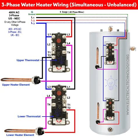 dual element hot water heater thermostate wiring