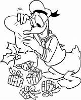 Duck Donald Coloring Pages Christmas Donal Presents Netart sketch template