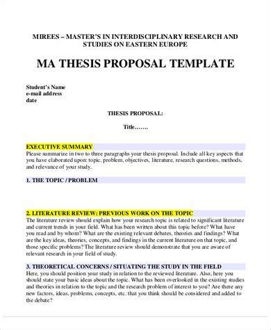 thesis proposal templates  samples examples format