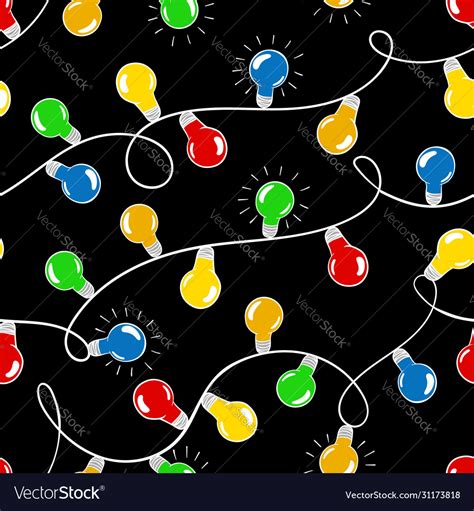 seamless pattern colorful christmas light vector image