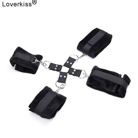 loverkiss plush ankle cuffs crossing handcuffs for sex games bdsm