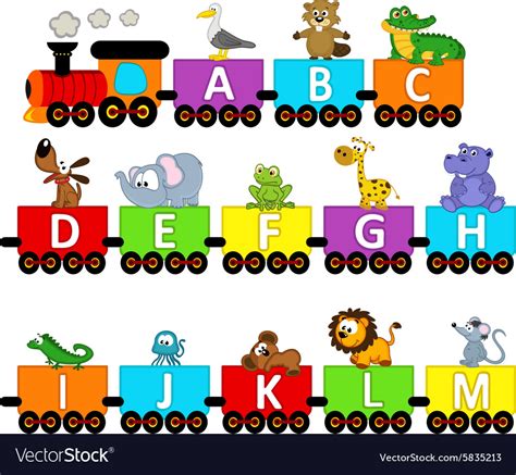 alphabet train animals     royalty  vector image