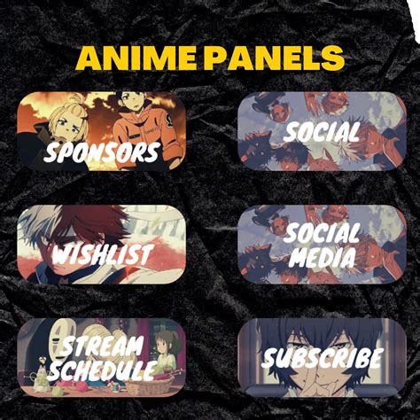 anime twitch panels  rounded corners  panels etsy uk