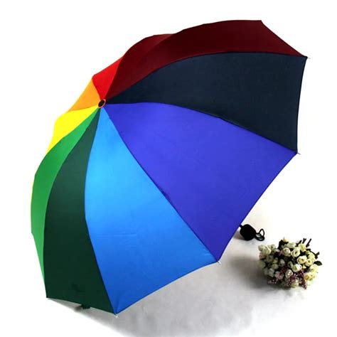 pc creative rainbow umbrella big umbrella straight  folding