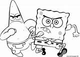 Coloring Spongebob Patrick Squarepants Angry Pages Printable sketch template