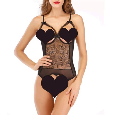 cupless lingerie for women plus size halter open crotch black size x