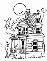House Coloring Pages Printable Kids Haunted sketch template