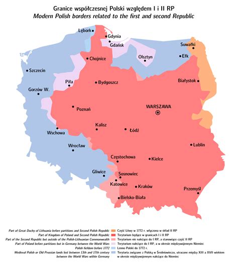 modern polish borders related to the first and second republic poland