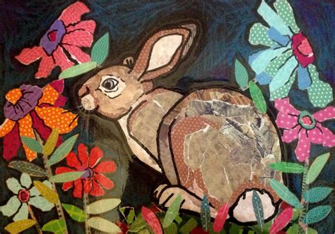 collaged rabbit artwork