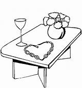 Table Coloring Furniture Kids Pages sketch template