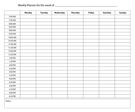 printable hourly weekly planner