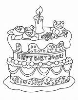 Coloring Cake Birthday Printable Colouring Cakes Ausmalen Para Tarta Geburtstagskuchen sketch template