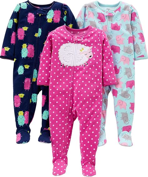 amazoncom  pack loose fit fleece footed pajamas clothing