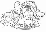 Coloring Thanksgiving Pages Printable Cornucopia Adults Kids sketch template