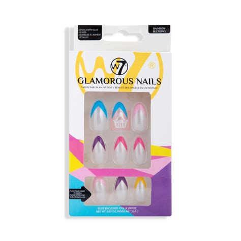 glamorous false nails  glue rainbow blessing  pcs