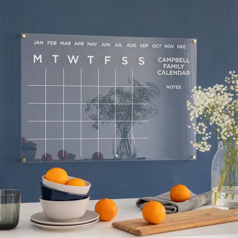 personalised family acrylic monthly wall calendar  twenty