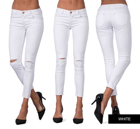women ripped knee sexy skinny jeans womens high waisted jegging 6 8 10