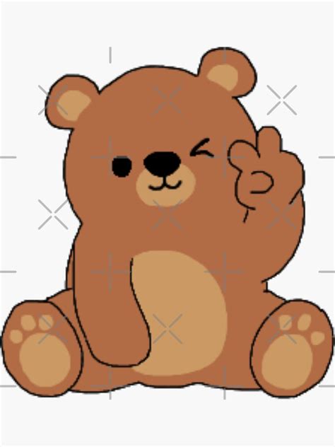 cute bear peace sign sticker  baddiedesigns redbubble