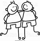 Clip Clipart Friend Coloring Pal Buddy Boys School Each Other sketch template