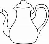 Teapot Clipart Outline Colouring Library Cup Pages sketch template