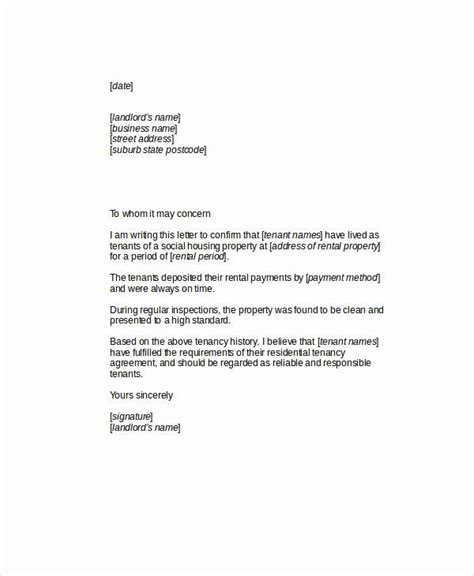letter  recommendation  apartment rental  letter