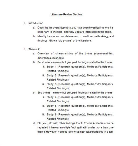 template  literature review