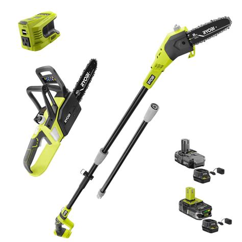 Ryobi One 18 Volt Lithium Ion 8 In Cordless Pole Saw 10 In Chainsaw